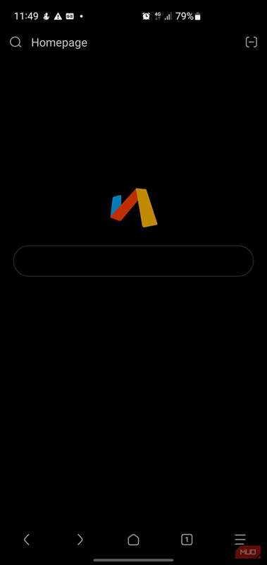 صفحه اصلی مرورگر موبایل Via