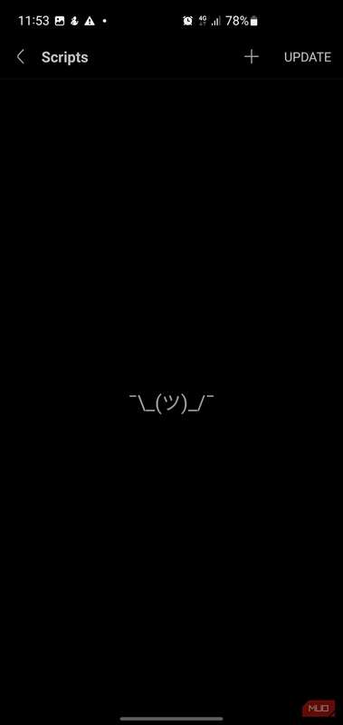 صفحه تنظیمات اسکریپت‌ها در مرورگر Via