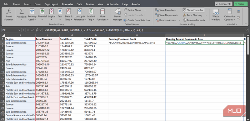 ویژگی نمایش فرمول‌ها که تمام فرمول‌ها را در یک صفحه‌گسترده Excel نشان می‌دهد و وابستگان سلول انتخاب‌شده را برجسته می‌کند