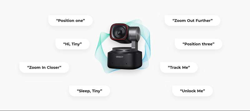 وب‌کم OBSBOT Tiny 2 با فرمان‌های صوتی