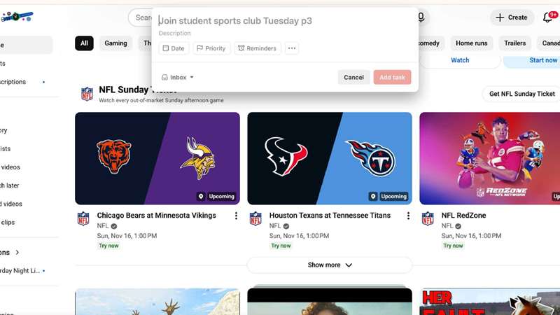 استفاده از دستورات صفحه‌کلید برای باز کردن پنجرهٔ وظیفهٔ جدید Todoist