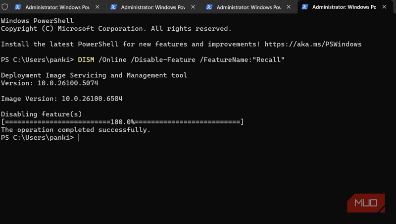غیرفعال‌سازی Windows Recall با استفاده از دستور DISM