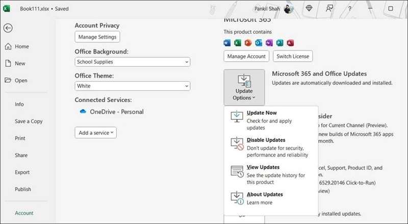 به‌روزرسانی مایکروسافت اکسل