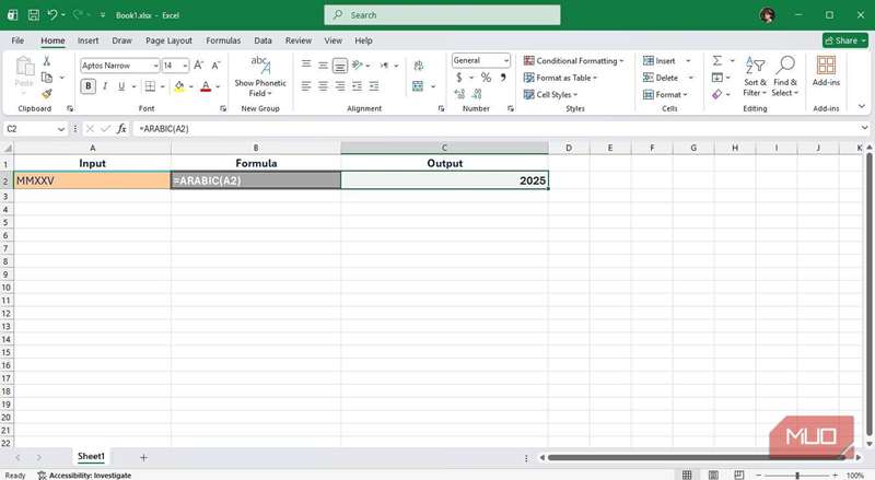 استفاده از تابع ARABIC در اکسل