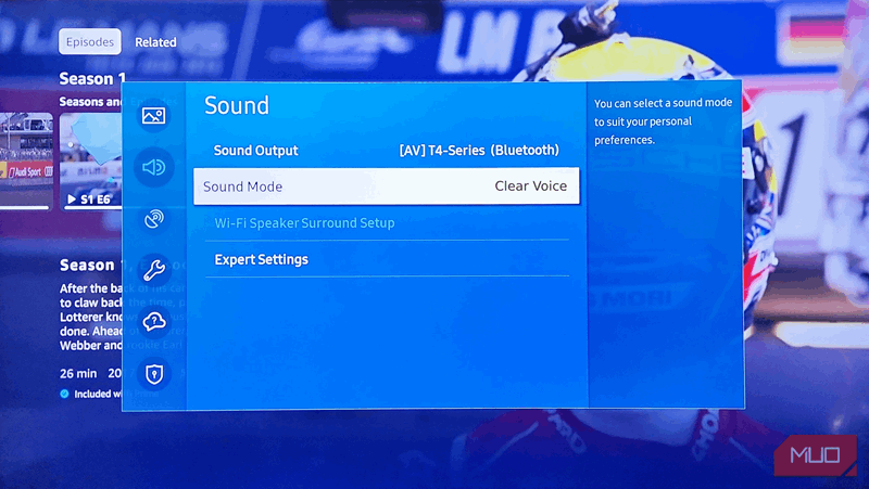 تنظیمات تقویت صدای ساندبار.