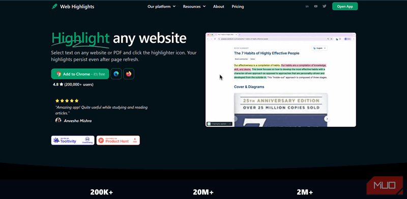 وب‌سایت رسمی Web Highlights