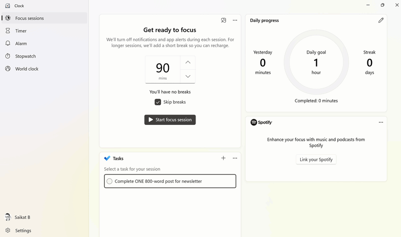 جلسه تمرکز ویندوز