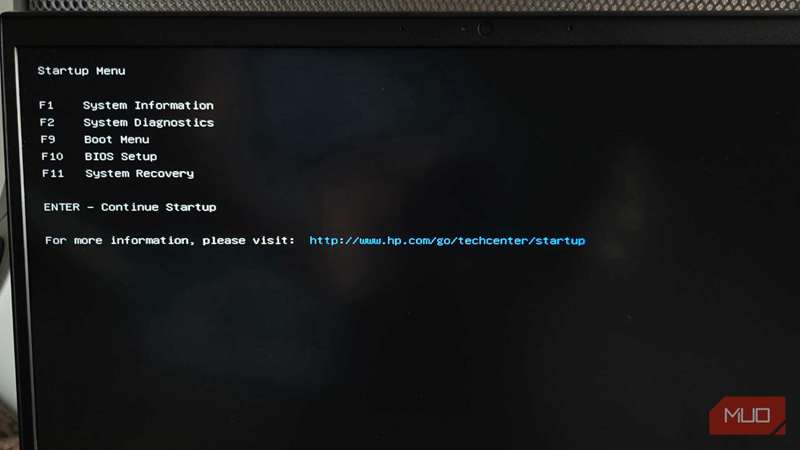 منوی شروع ویندوز در لپ‌تاپ HP