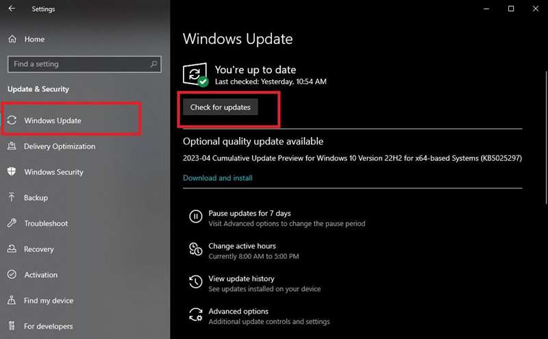 بهروزرسانی ویندوز و بررسی بهروزرسانی