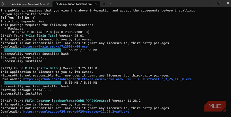 به‌روزرسانی برنامه‌ها توسط Winget در ترمینال