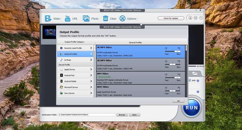 تبدیل ویدیو به ۴K در WinX HD Video Converter