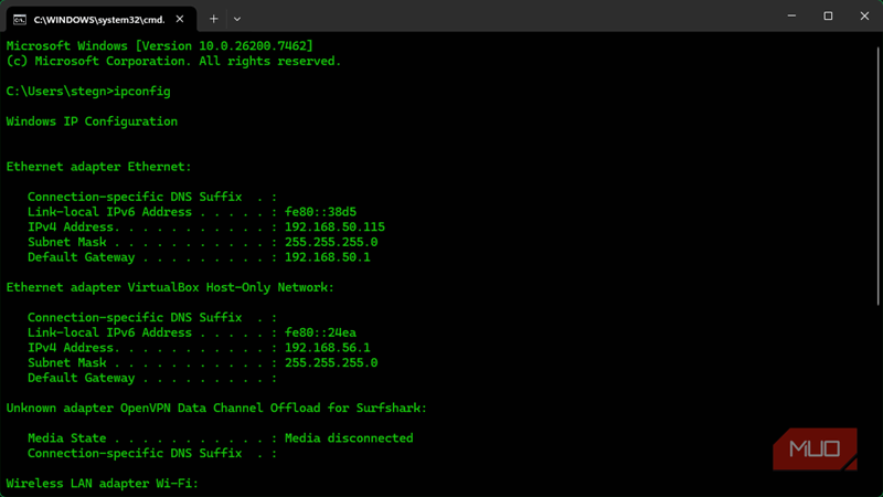 01 ipconfig یافتن IP روتر