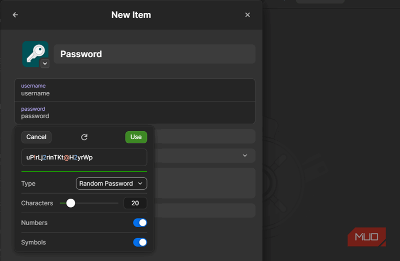 مولد رمز عبور تصادفی 1Password