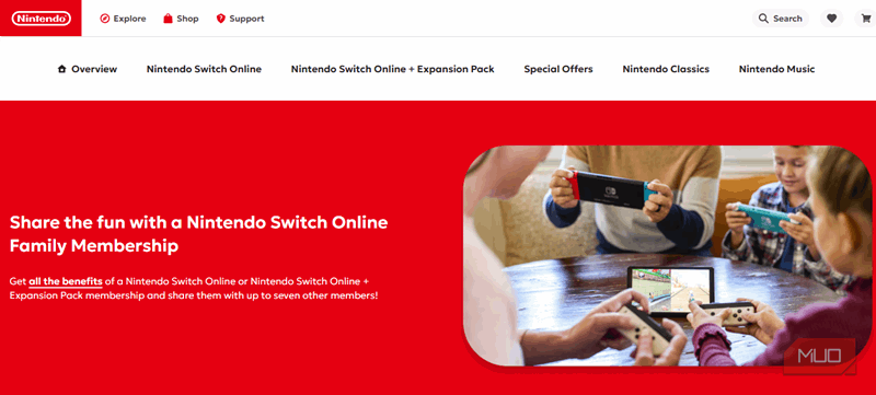 وب‌سایت خانواده Switch Online
