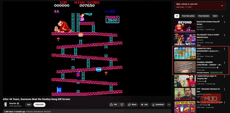 توصیه‌های بد نوار کناری یوتیوب