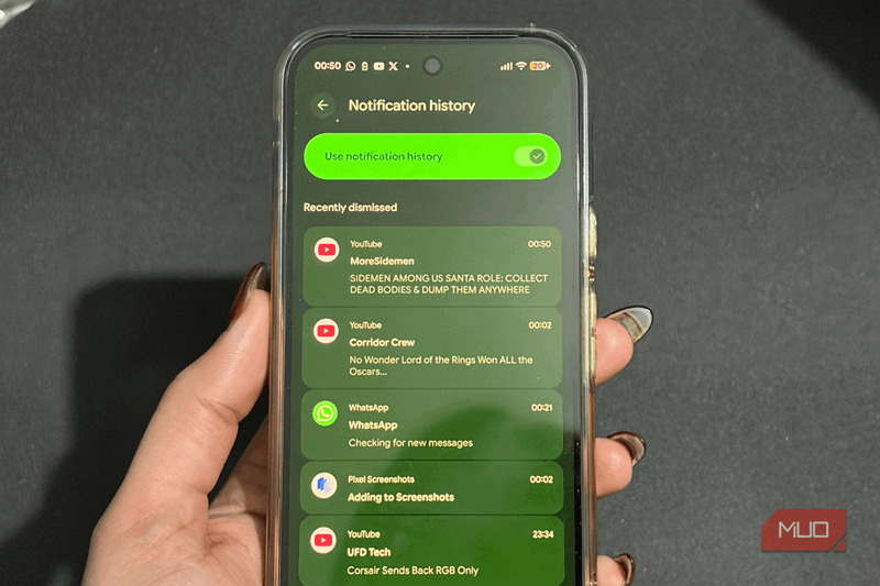 تنظیم تاریخچه اعلان در گوگل پیکسل ۱۰ پرو