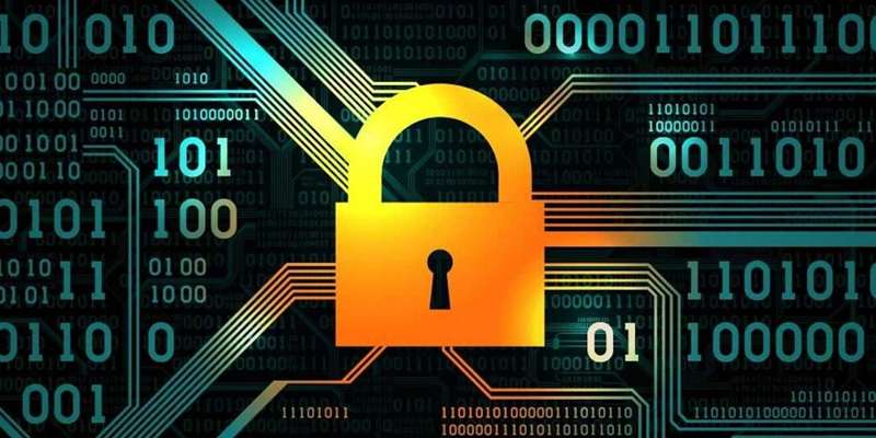 تصویر قفل و کلید با پس‌زمینه کد