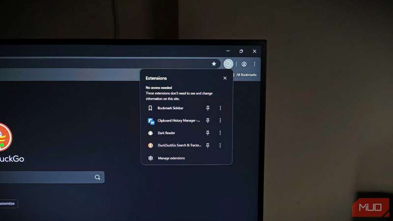 منوی کشویی افزونه‌های مرورگر Chrome با لیست افزونه‌های متن‌باز