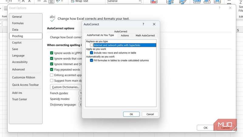 غیرفعال کردن ویژگی تبدیل خودکار URLها به پیوند در اکسل
