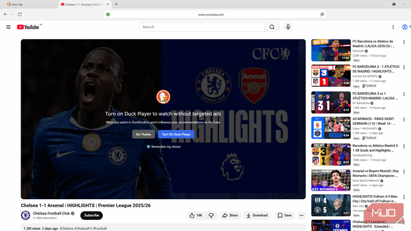 Duck Player درخواست پخش ویدیو را دارد