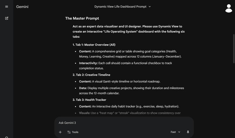 یک پرامپت اصلی که در Gemini ساخته شده است
