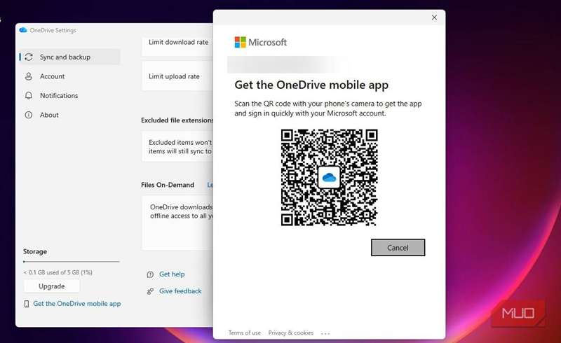 دریافت برنامه موبایل برای OneDrive