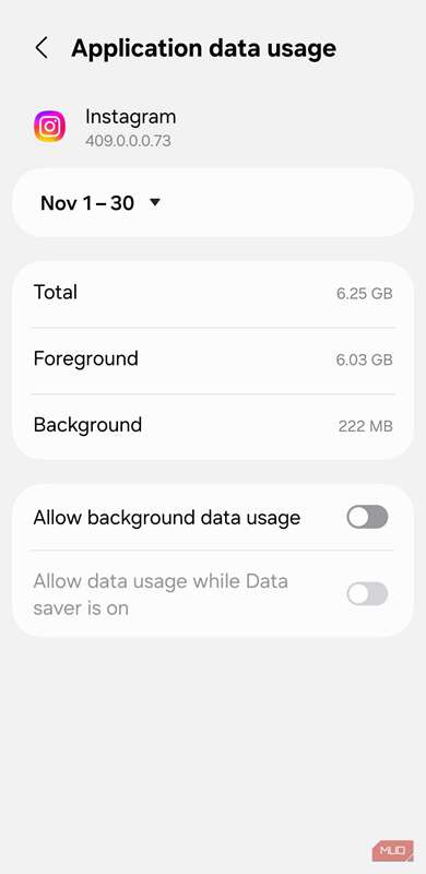مصرف داده اینستاگرام در اندروید