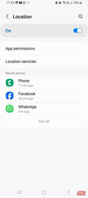 بخش موقعیت در تنظیمات