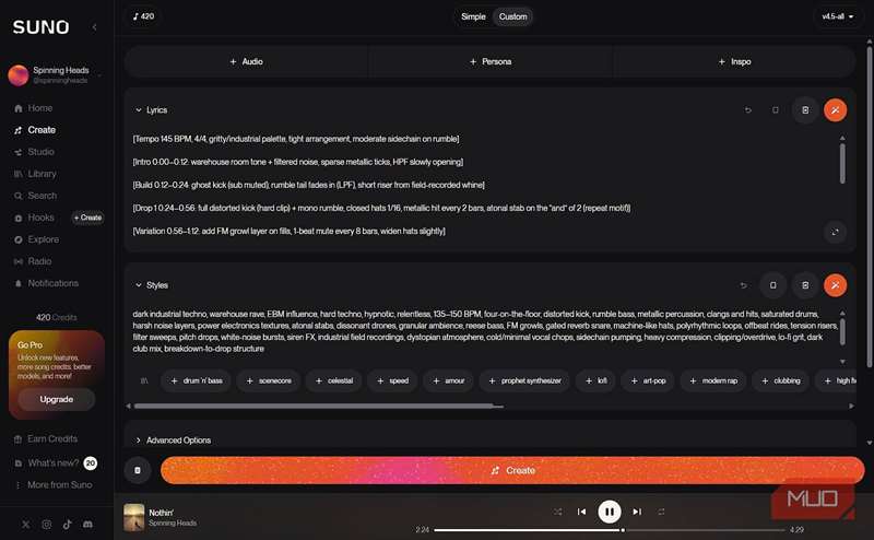 ساختن یک آهنگ تکنو با Suno
