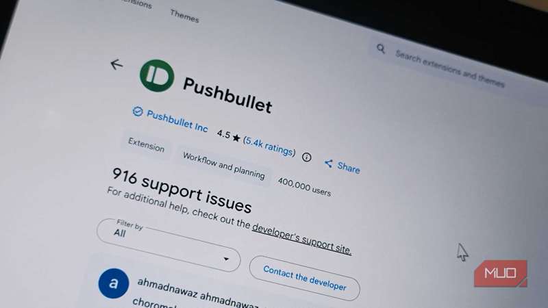 صفحه وب افزونه Chrome Pushbullet