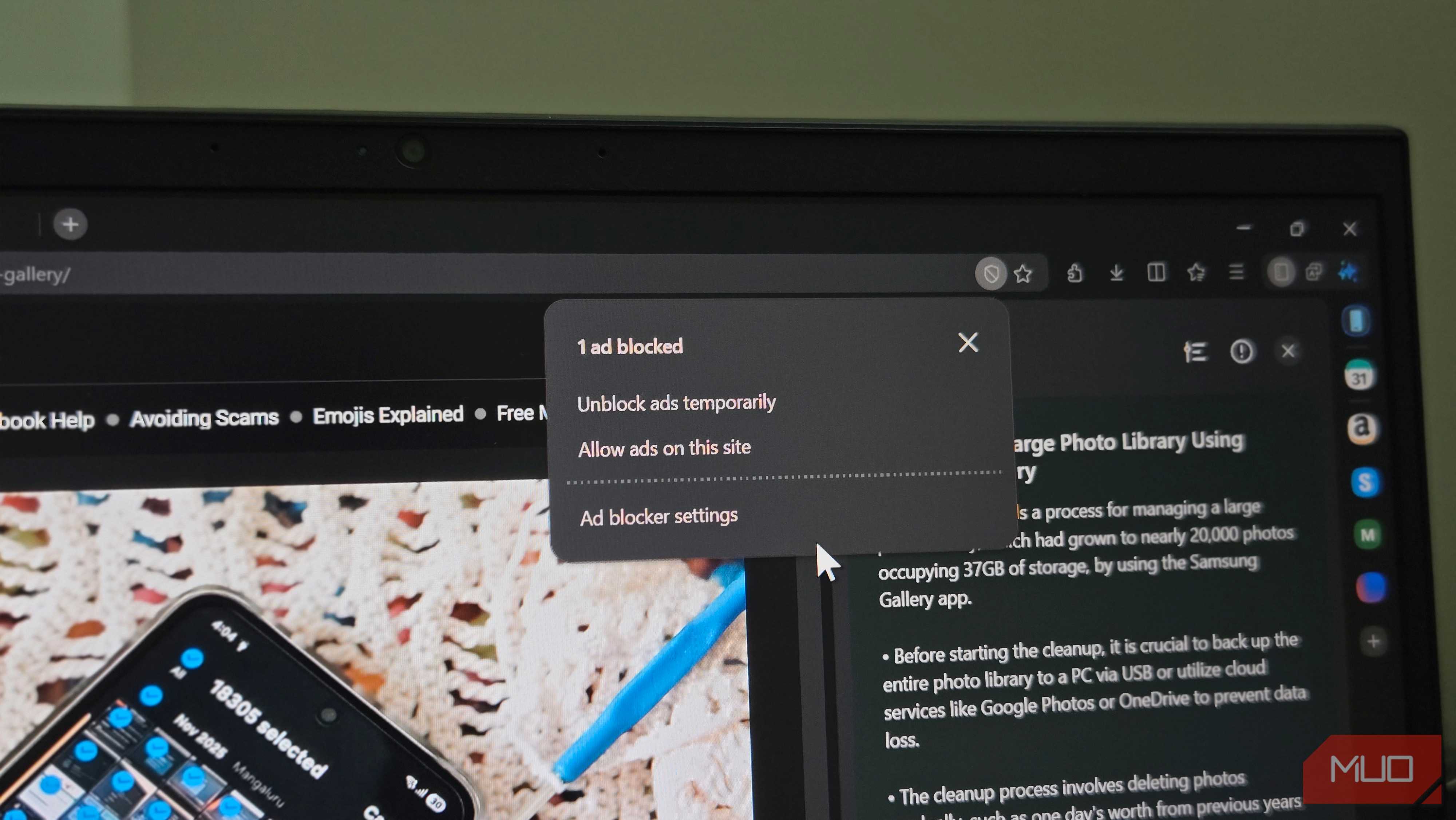 گزینه مسدودکننده تبلیغات مرورگر Samsung Internet