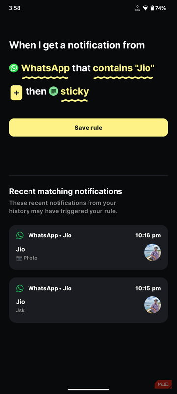 ذخیره قانون در قانون سفارشی برنامه BuzzKill.