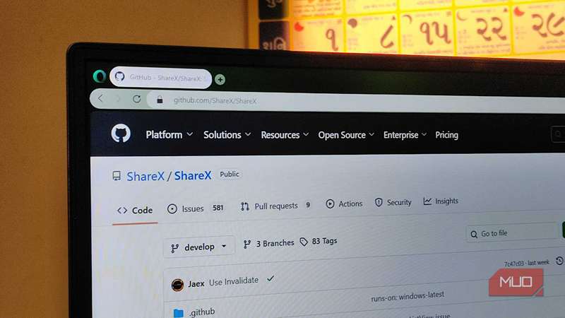 صفحه گیتهاب ابزار اسکرینشات ShareX.