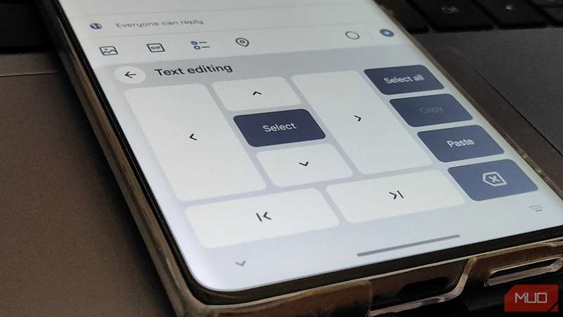 ویرایشگر متن در Gboard.