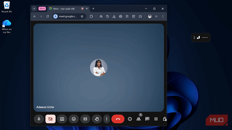 نماد ضبط جامی که کنار تماس Google Meet نمایش داده می‌شود