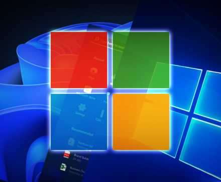 ترکیبی از نمادهای ویندوز 10 و 11 که تحول سیستم عامل مایکروسافت را نشان می‌دهد