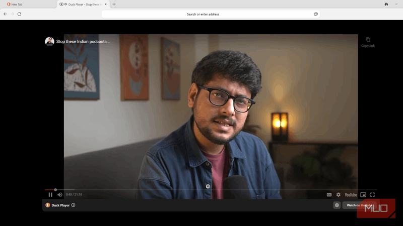 پخش ویدیو YouTube در Duck Player