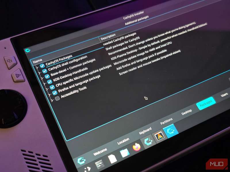 نصب‌کننده CachyOS با گزینه انتخاب بسته‌ها