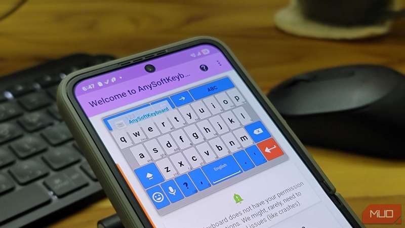صفحه اصلی AnySoftKeyboard باز روی Galaxy Z Flip 6