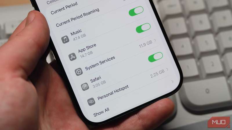 استفاده از داده برای خط AT&T روی یک iPhone