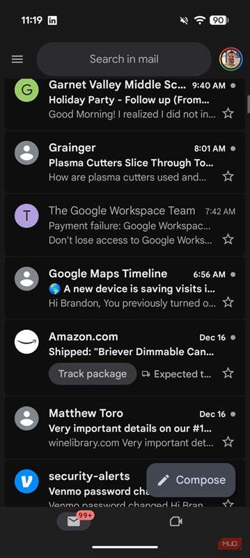 جیمیل حالت تاریک