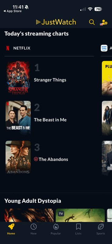 نمایش نمودار در برنامه JustWatch