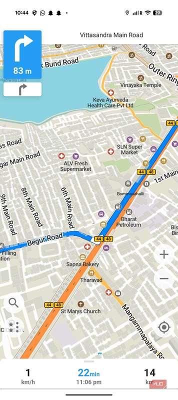 ناوبری در حال اجرا در Organic Maps.