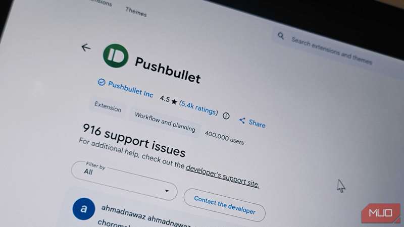 صفحهٔ وب افزونهٔ Chrome Pushbullet