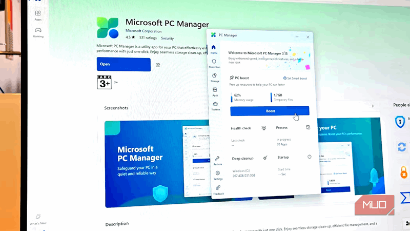 مدیر PC ویندوز با گزینه افزایش RAM