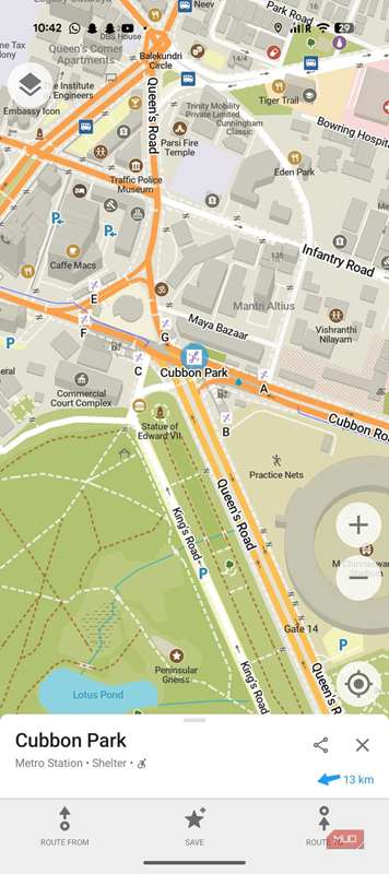 نقشهٔ بنگلور در Organic Maps.