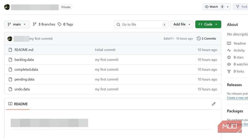 یک مخزن گیت‌هاب برای داده‌های Taskwarrior
