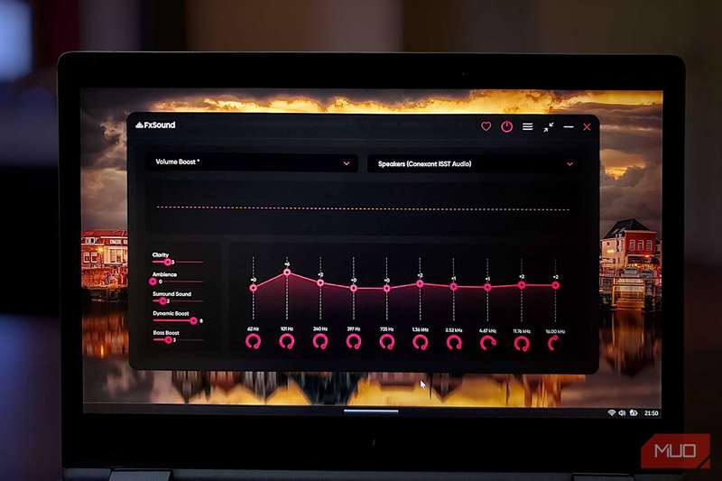 صفحهٔ لپ‌تاپ نمایشگر رابط FxSound