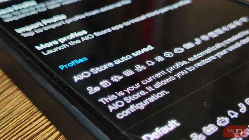 صفحهٔ پروفایل‌های AIO Launcher