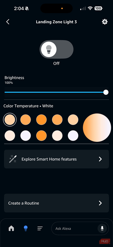 تنظیمات نور سفید لومیاری در الکسا